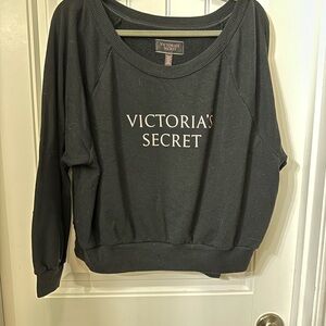 Victoria's Secret Black Sweatshirt with Pale Pink Logo
